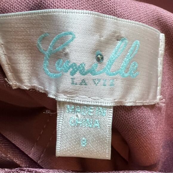 Camille La Vie Purple Mauve Studded Trumpet Formal Dress w/ High Leg Slit - 8 - Picture 16 of 16